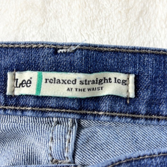 Lee Jeans Womens 14 Short Blue Med Wash High Rise Relaxed Straight Leg - Picture 3 of 8